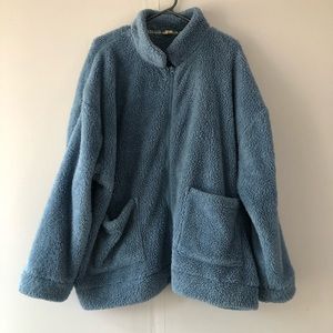 Blue zip up Sherpa sweater